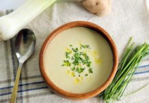 Рецепт супа из лука-порея с сыром и гренками
