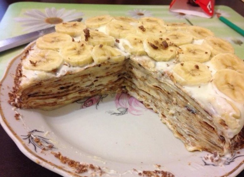 Блинный Торт Рецепт С Бананом Фото