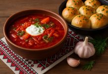 Борщ с пампушками