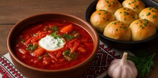 Борщ с пампушками