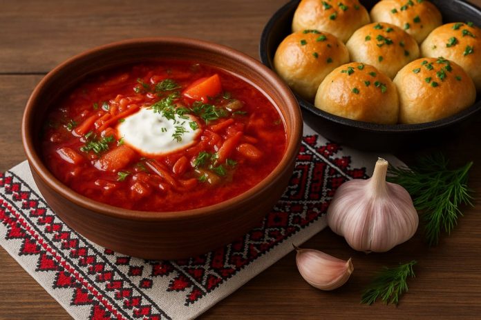 Борщ с пампушками