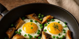 Яичница с копчёной рыбой в домашних условиях