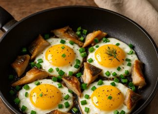 Яичница с копчёной рыбой в домашних условиях