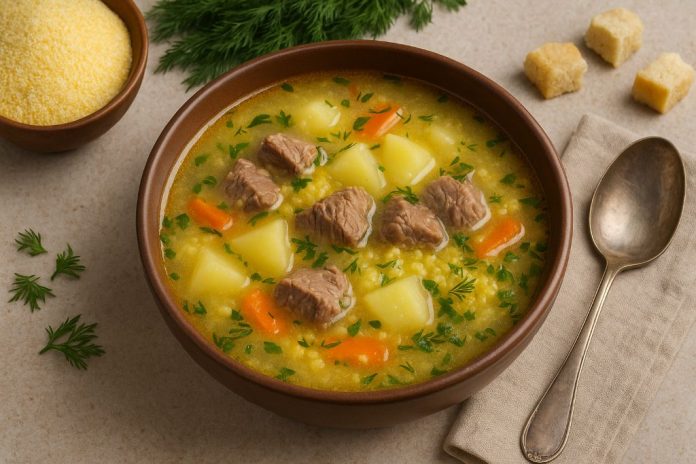 Суп с говядиной и кукурузной крупой в домашних условиях (Кабардино-Балкария)