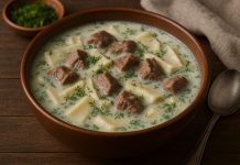 Катык-куллама — густой суп с лапшой и мясом (Башкирия)