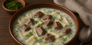 Катык-куллама — густой суп с лапшой и мясом (Башкирия)