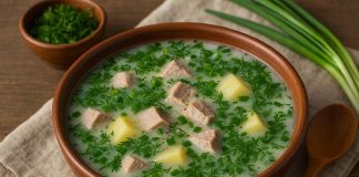 Кумысный суп с мясом — традиционный башкирский вариант (Башкирия)