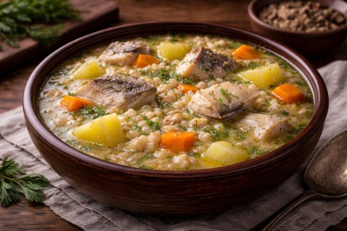 Суп из рыбы с крупой по-коми