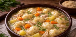 Суп с клецками и курицей по-удмуртски Суп с клецками и курицей по-удмуртски