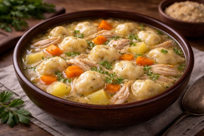 Суп с клецками и курицей по-удмуртски