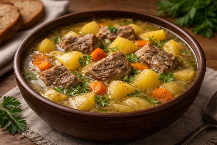 Суп шуртань с мясом и картофелем в домашних условиях (Мордовия)