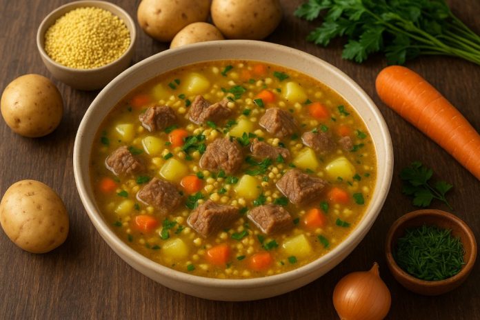 Туванга — густой мясной суп с крупой (Чувашия) Туванга — густой мясной суп с крупой (Чувашия)