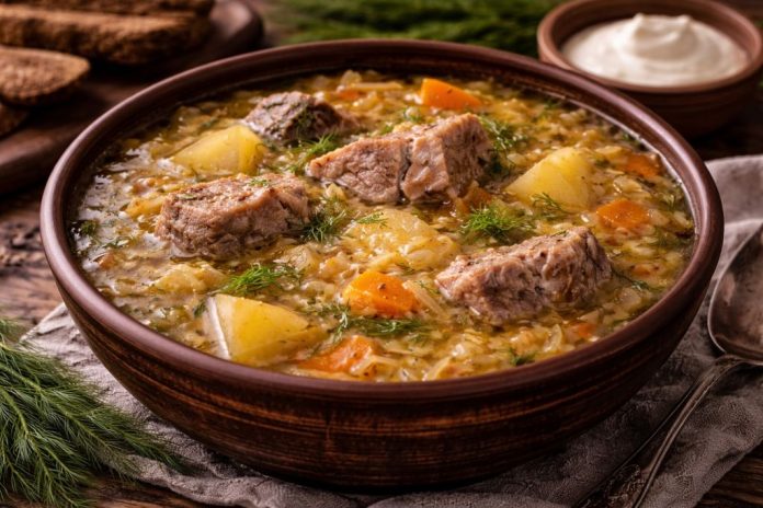 Кислые щи по-поморски из квашеной капусты (Архангельская область) Кислые щи по-поморски из квашеной капусты (Архангельская область)