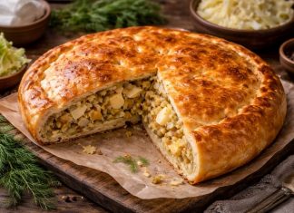 Пирог с капустой и яйцом по-пермски в духовке (Пермский край)