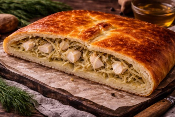 Поморский рыбник с треской и луком в духовке (Архангельская область)