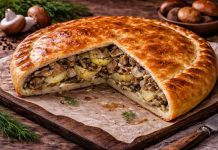 Псковский пирог с грибами и картофелем в духовке (Псковская область)