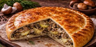Псковский пирог с грибами и картофелем в духовке (Псковская область)