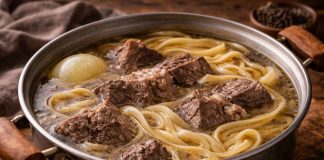 Суп из говядины с лапшой по-якутски в домашних условиях