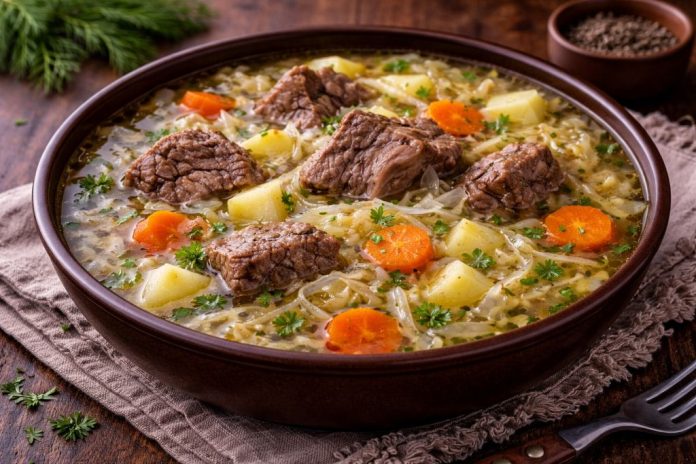 Капустный суп с говядиной по-дальневосточному в домашних условиях (Еврейская автономная область) Капустный суп с говядиной по-дальневосточному в домашних условиях (Еврейская автономная область)