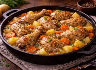 Картофель, тушёный с курицей по-биробиджански в домашних условиях (Еврейская автономная область)