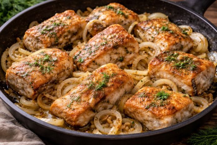 Жареный минтай с луком в домашних условиях (Приморский край)