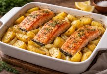 Запечённый кижуч с картофелем по-камчатски в духовке