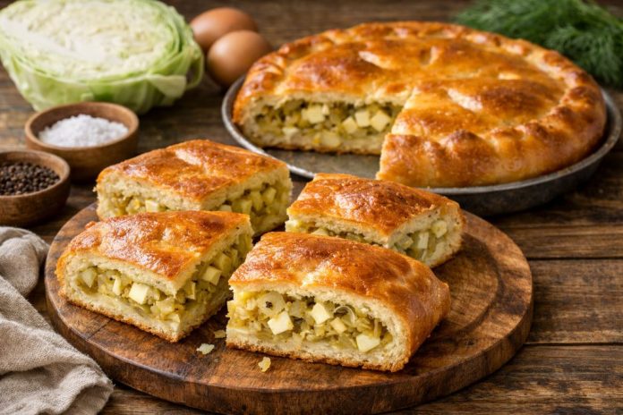 Пирог с капустой и яйцом по-биробиджански в духовке Пирог с капустой и яйцом по-биробиджански в духовке