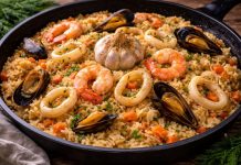 Плов с морепродуктами по-дальневосточному в домашних условиях (Приморский край)