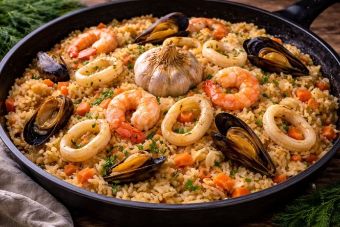 Плов с морепродуктами по-дальневосточному в домашних условиях (Приморский край)