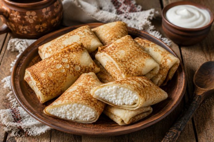 Домашние блины с творогом в домашних условиях (Рязанская область)