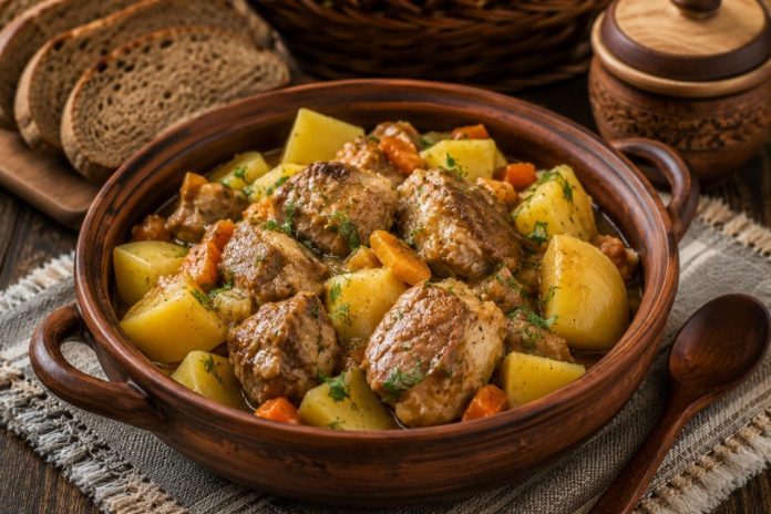 Тушёная свинина с картофелем в домашних условиях (Рязанская область) Тушёная свинина с картофелем в домашних условиях (Рязанская область)