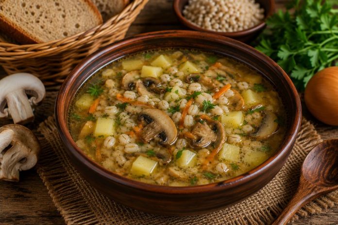Грибной суп с перловкой в домашних условиях (Орловская область)