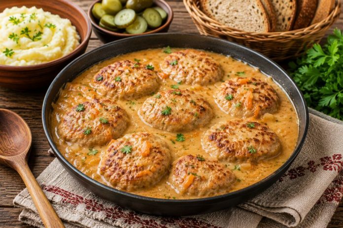 Куриные котлеты с подливой в домашних условиях (Орловская область)
