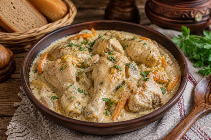 Курица, тушённая в сметане в домашних условиях (Орловская область)