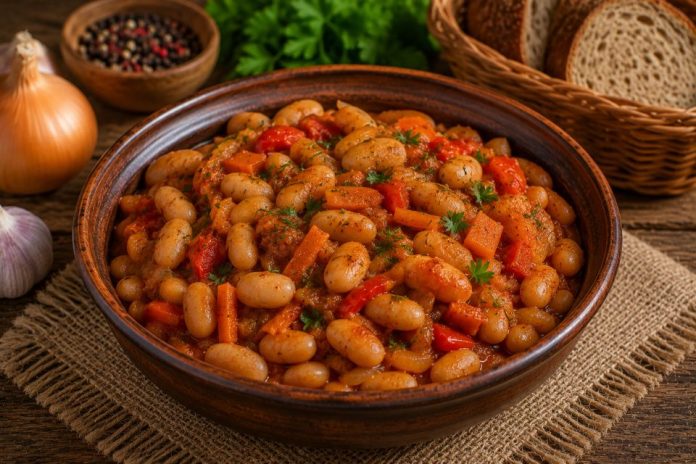 Тушёная фасоль с овощами в домашних условиях (Орловская область) Тушёная фасоль с овощами в домашних условиях (Орловская область)