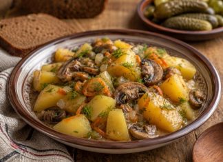 Тушёная картошка с грибами в домашних условиях (Брянская область)