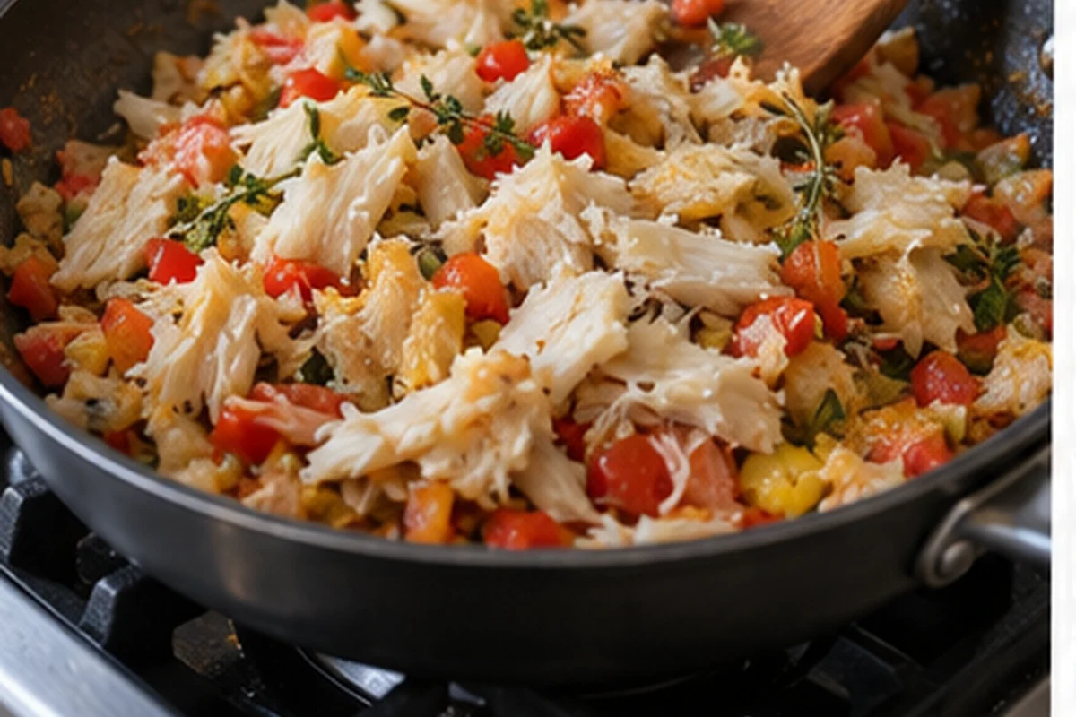 Треска прогревается с овощами