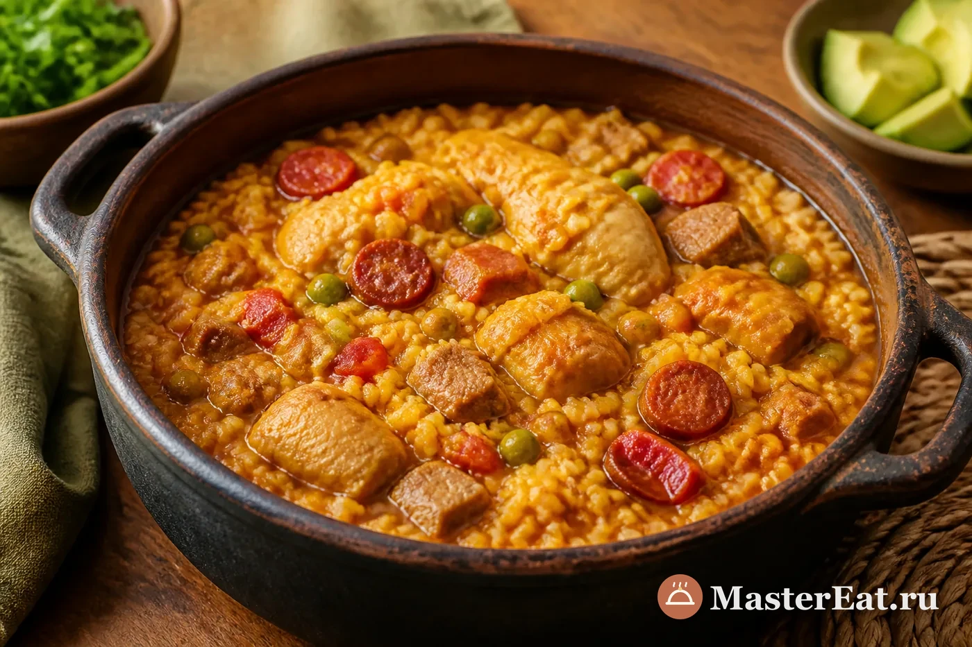 Колумбийский аррос атольядо с курицей, свининой и овощами