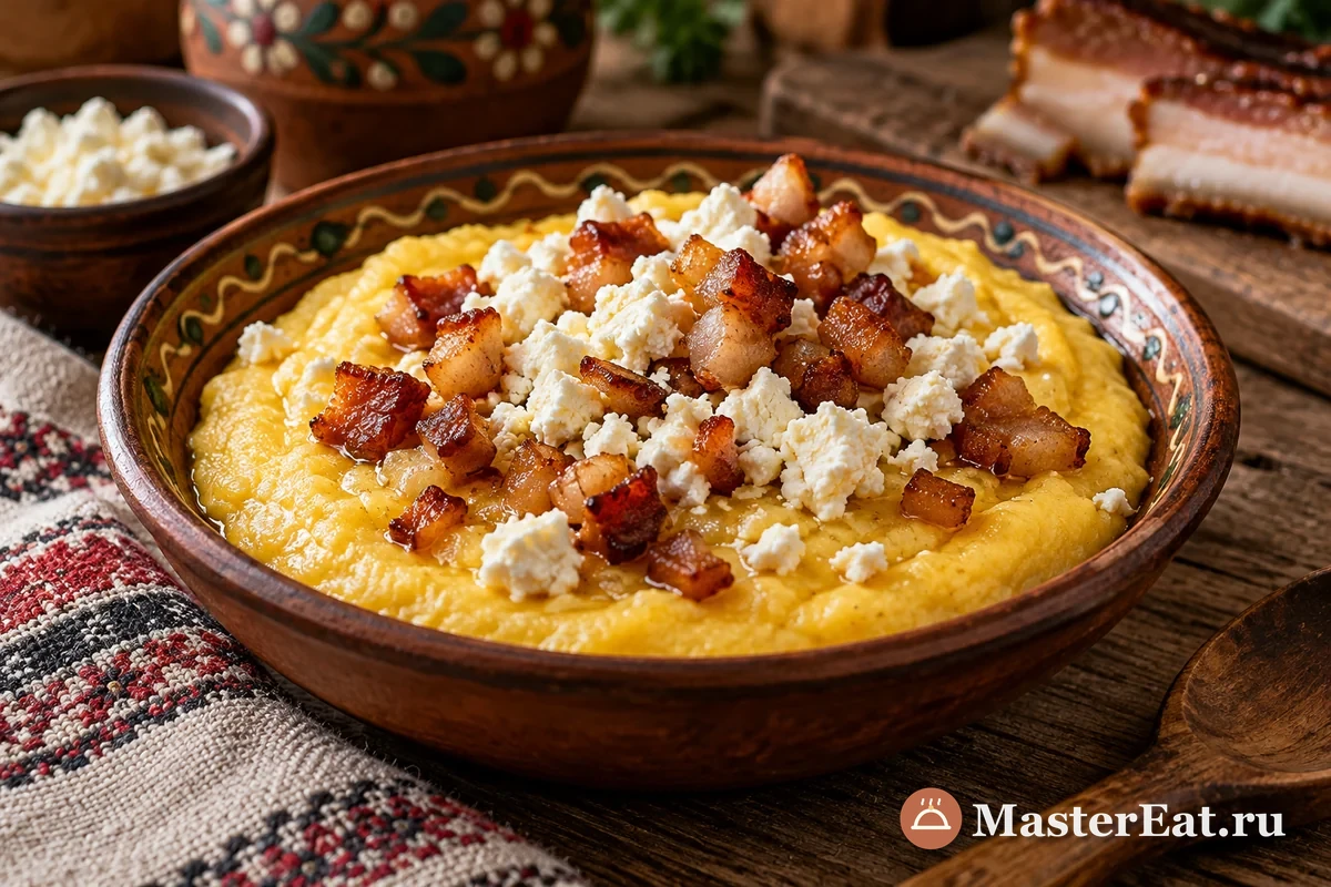 Банош – гуцульский рецепт кукурузной каши со сметаной – шаг 5