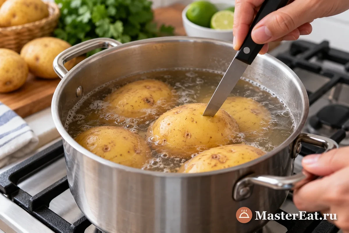 Картофель для каусы варят до мягкости
