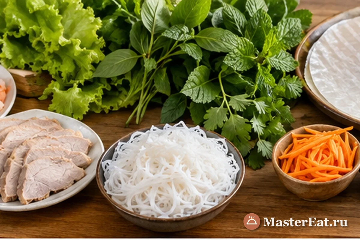 Сваренные креветки и свинина для свежих гой куон