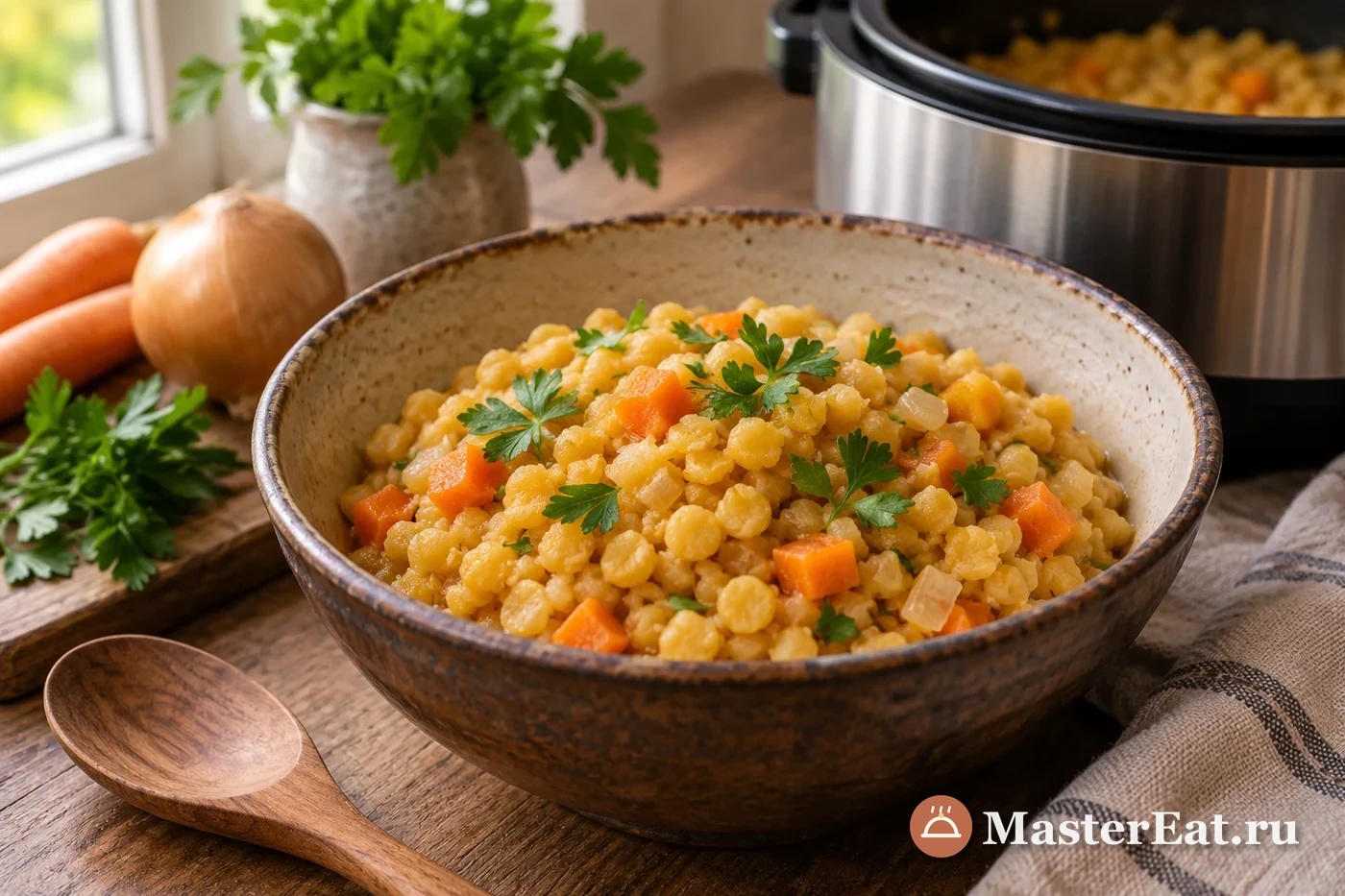 Гороховая каша с морковью из мультиварки