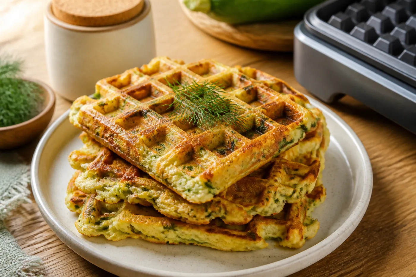 Кабачковые вафли с укропом