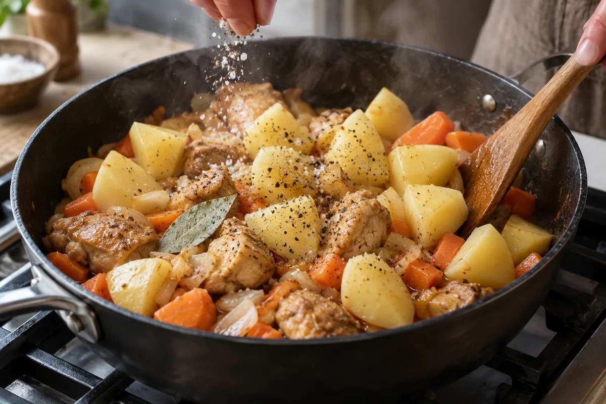 Шаг 5. Тушёный картофель с курицей по-биробиджански
