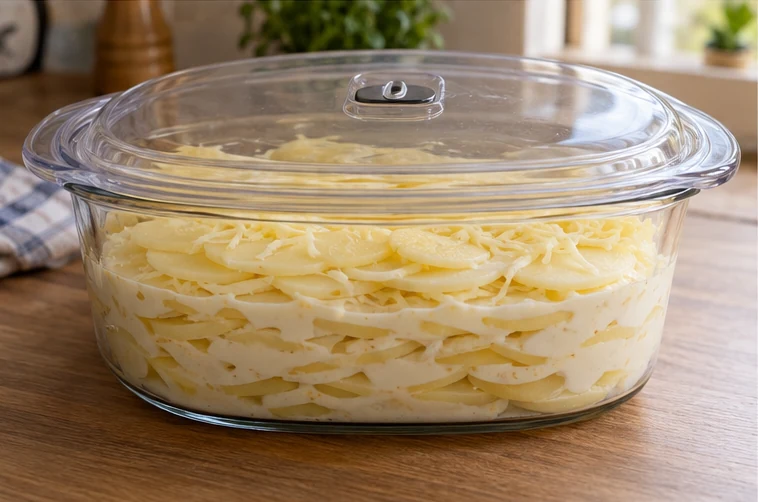 Шаг 3. Добавьте основной продукт, перемешайте, разровняйте и накройте крышкой с отверстием для пара.