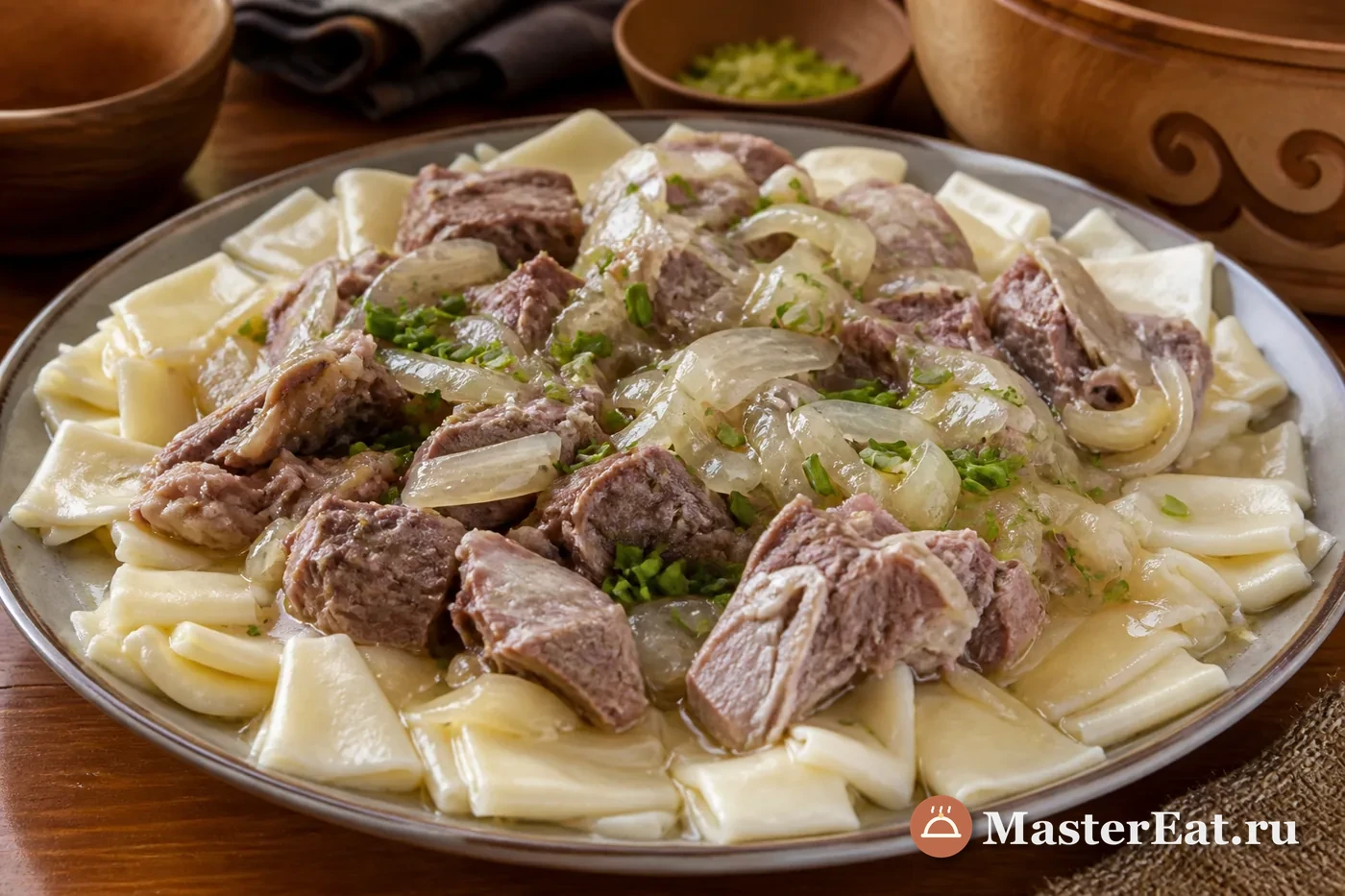 Киргизский кульчётай с бараниной и квадратной лапшой