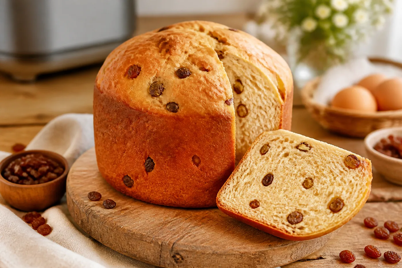Кулич с изюмом в хлебопечке