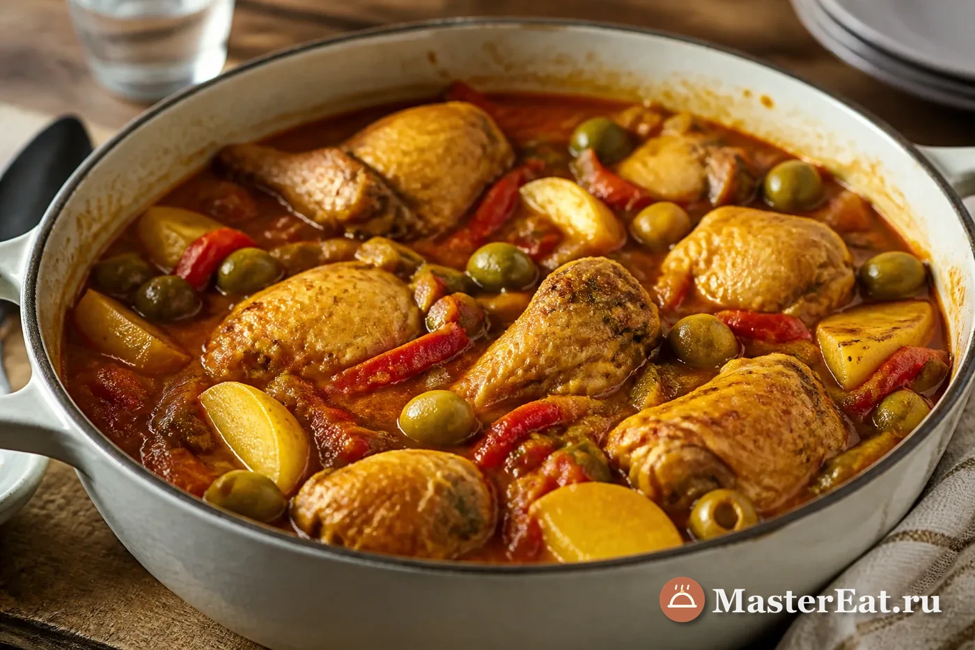 Кубинское куриное фрикасе с картофелем и оливками