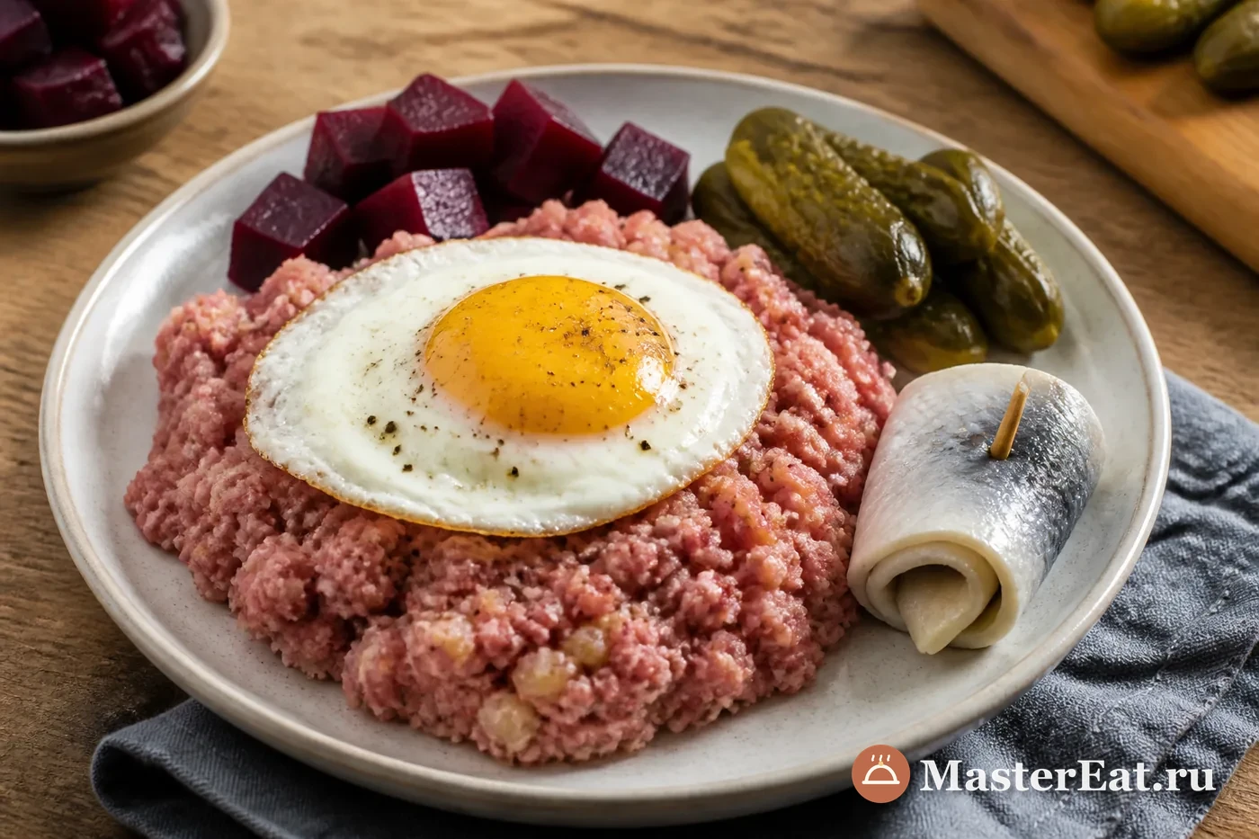 Немецкий лабскаус с яйцом и сельдью