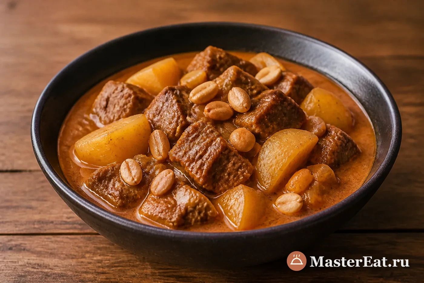 Тайский массаман-карри с говядиной, картофелем и арахисом